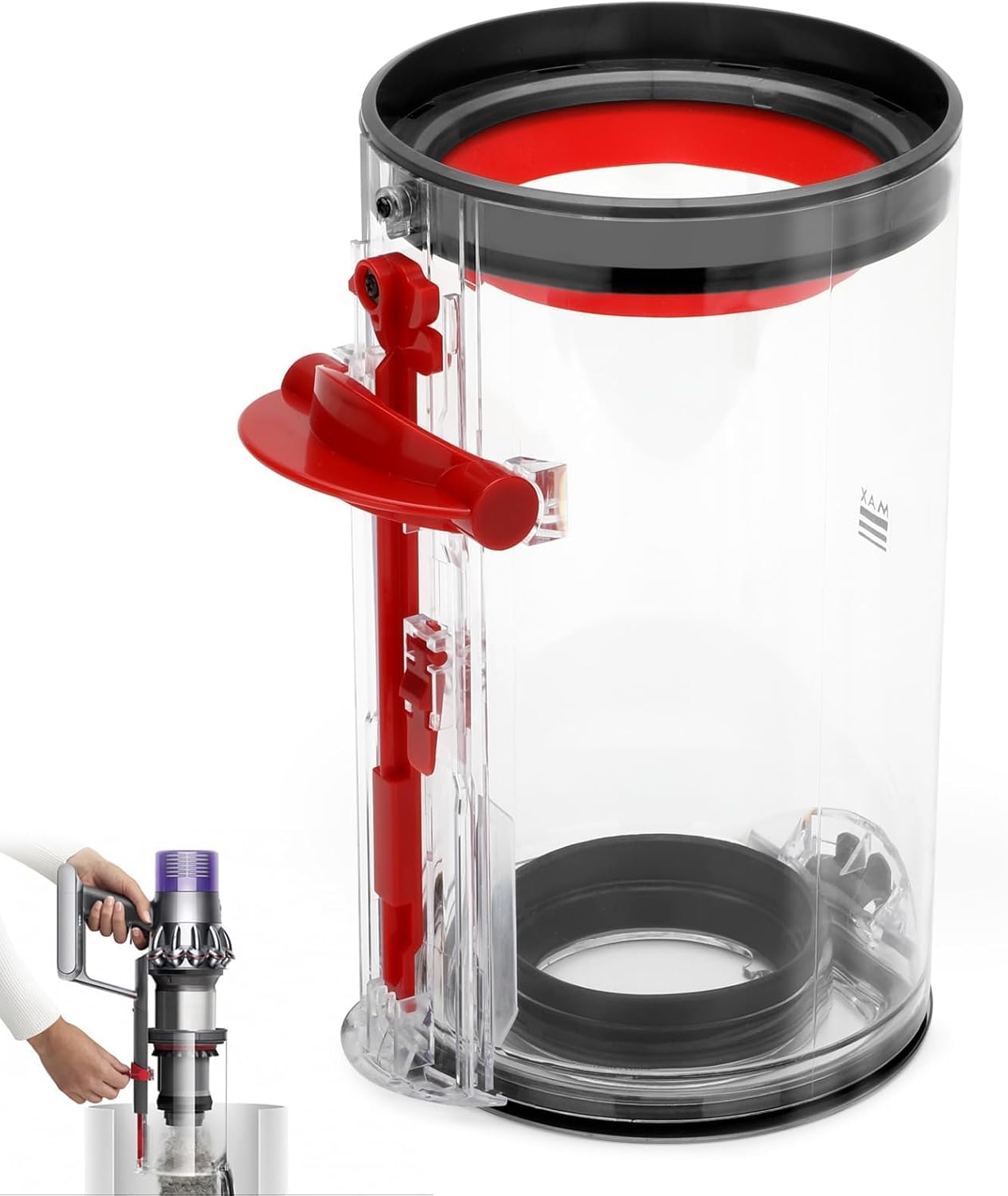 Transparenter Staubbehälter – 1 Stück – Roter Kunststoff – Für Dyson V11, V15, Sv14