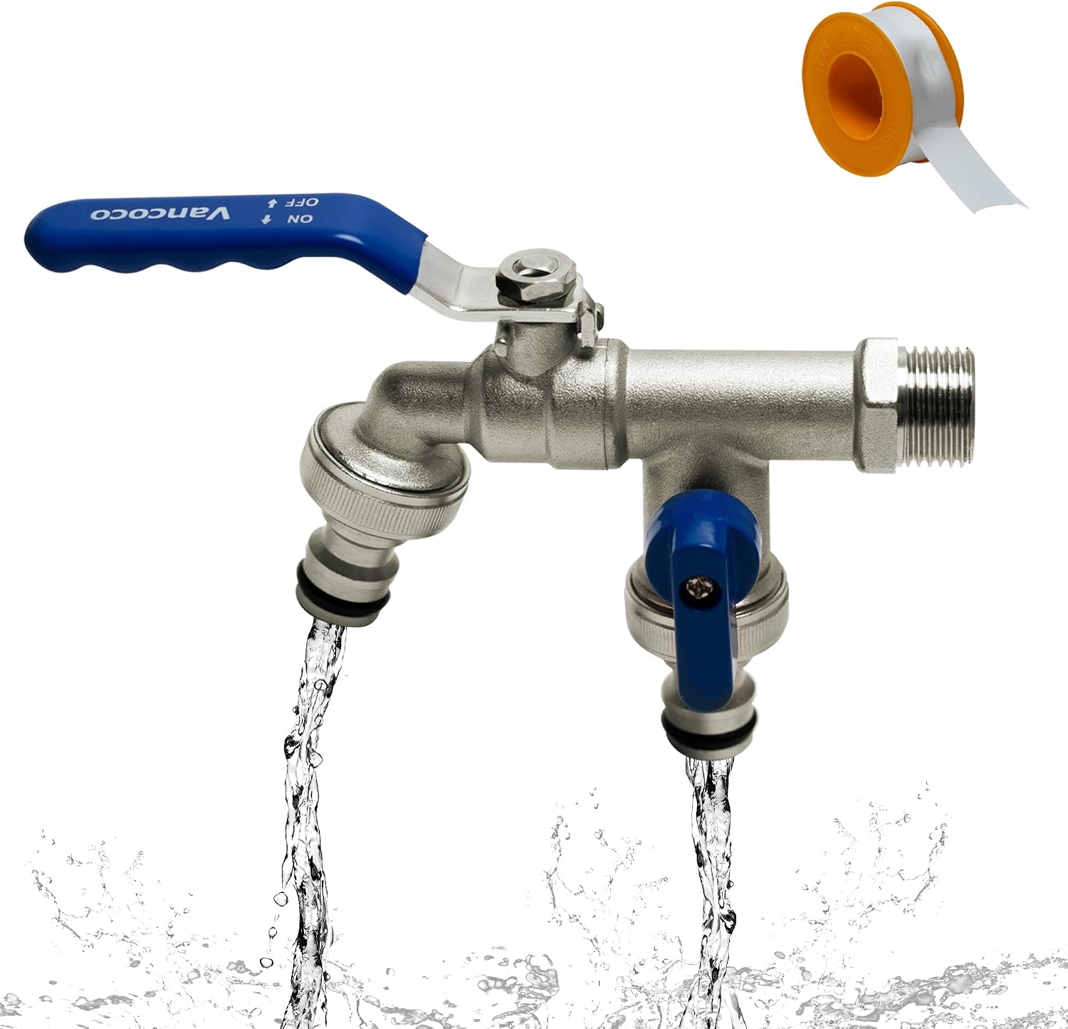Gartenwasserhahn Aus Messing Mit Doppelauslauf, 1/2 Zoll, Frostsicher, Zum Bewässern Und Waschen