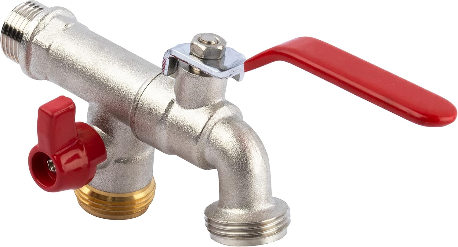 Messing-vierteldrehhahn – 1 Stück – Einlass 15x21, Auslass 20x27 – Wasserventil