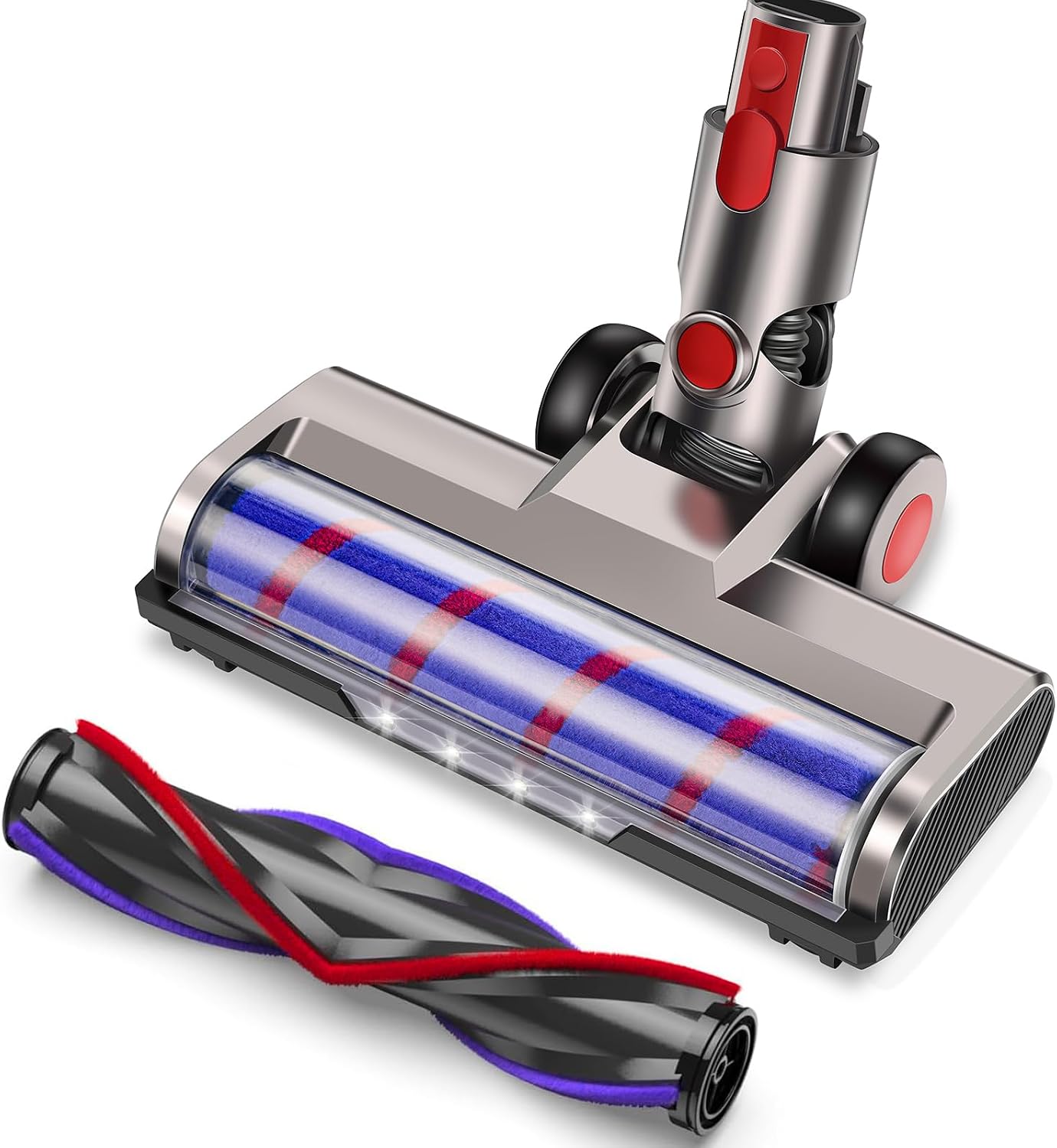 Bürstenkopf Für Dyson V7 V8 V10 V11 V15 - 180° Schwenkbar Mit 4 Leds Und 2 Walzen - Für Hartböden Und Teppiche