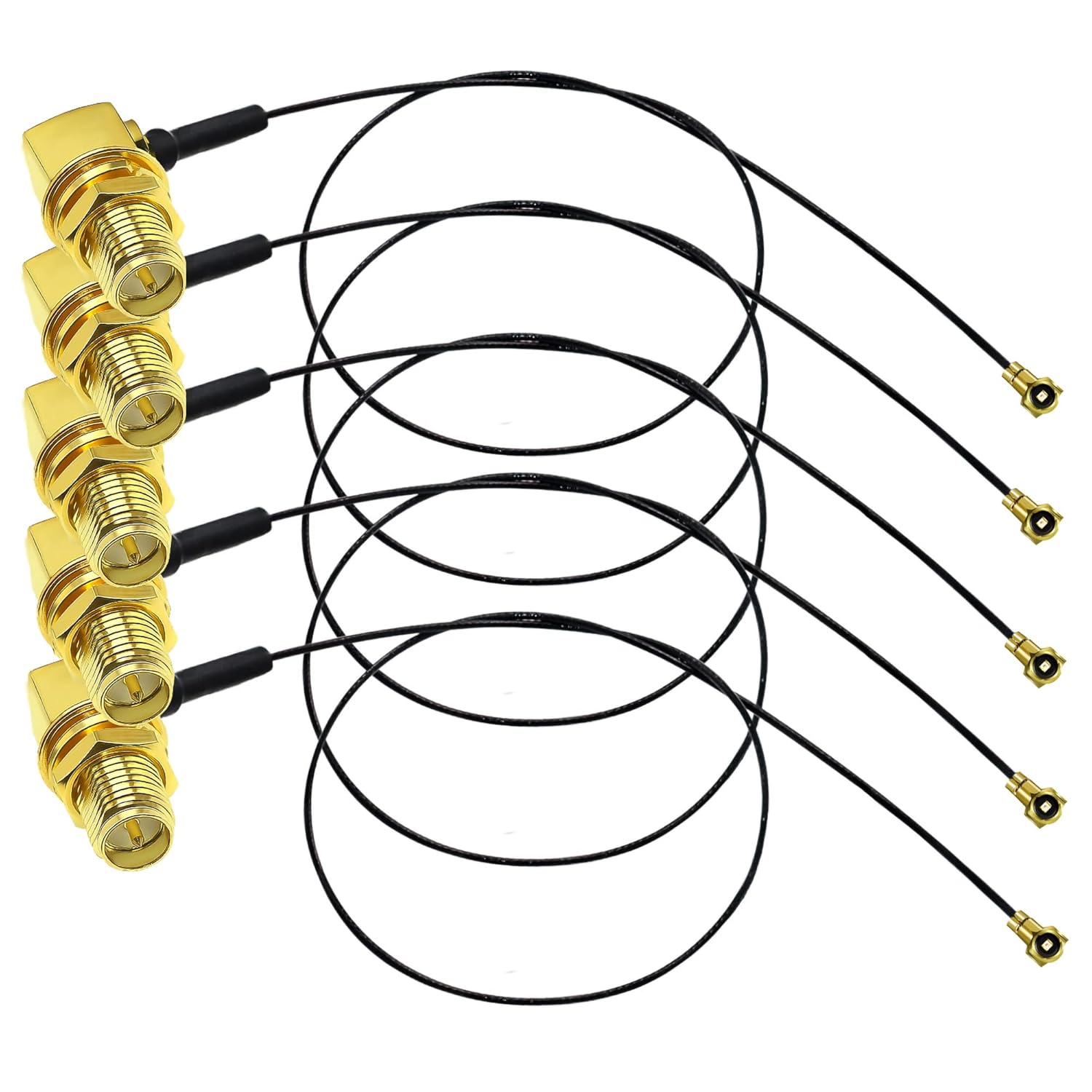 Ipx-zu-rp-sma-wlan-antennenkabel – 5er-pack – Reines Kupfer – Winkelstecker – Drahtlosnetzwerk – 30 Cm