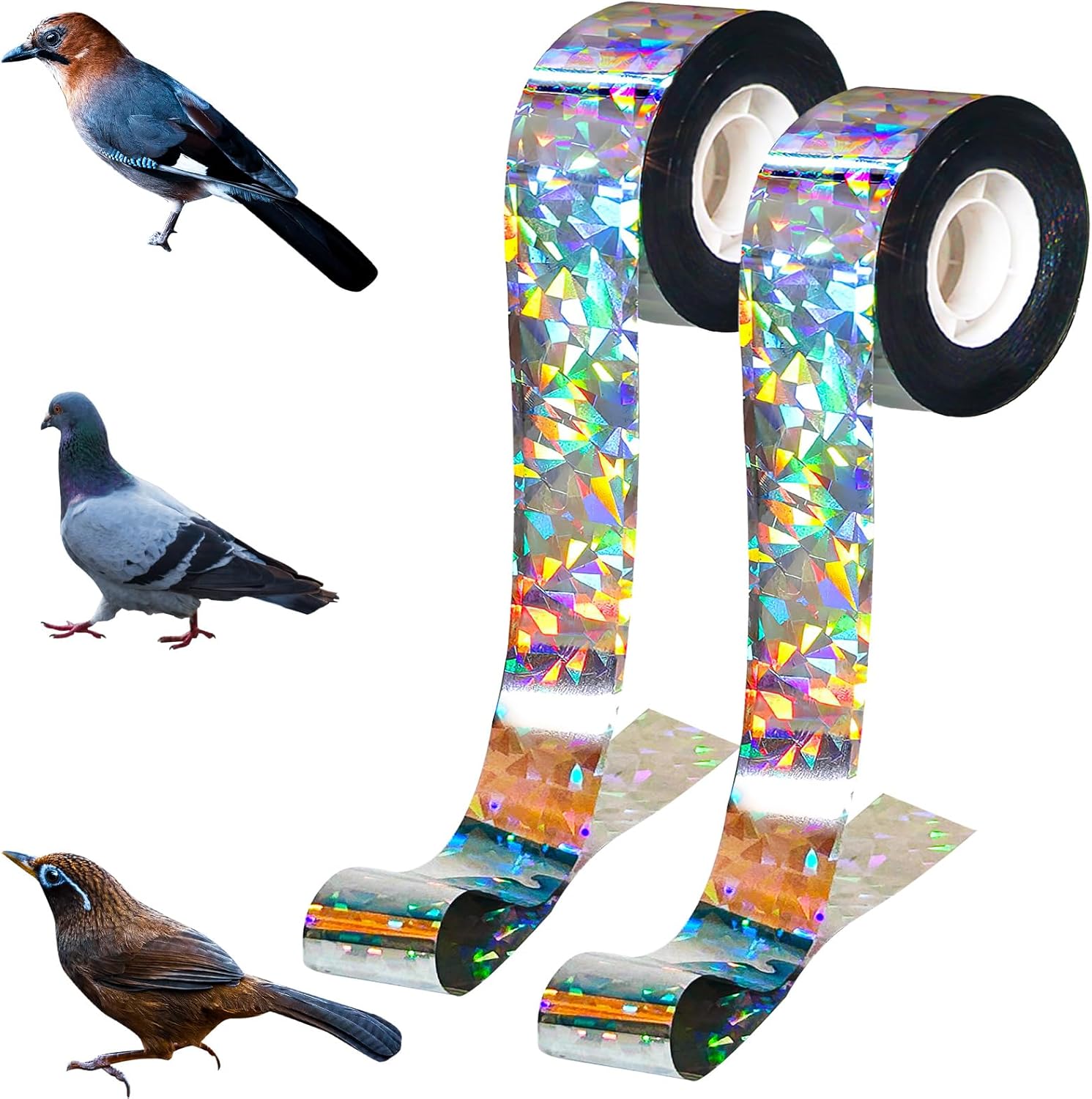 Vogelabwehrband – 2 Rollen – Polyesterfolie – Holografischer Effekt – Für Garten Und Obstplantage – 2,4 Cm X 80 M