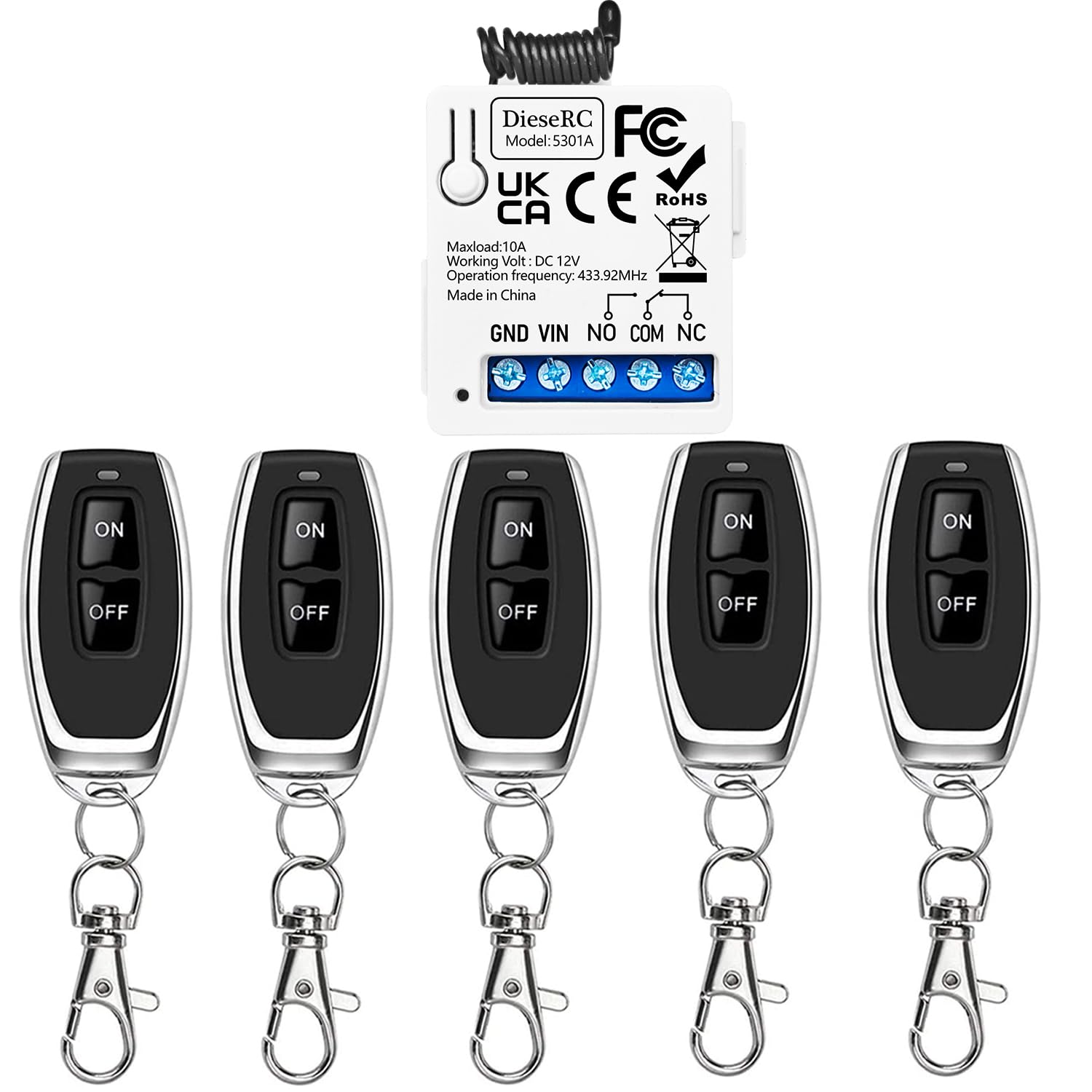 433-mhz-hf-empfängermodul – 1 Kanal, 12 V Dc – Mit 5 Sendern – 10-a-relais – Für Tore Und Beleuchtung