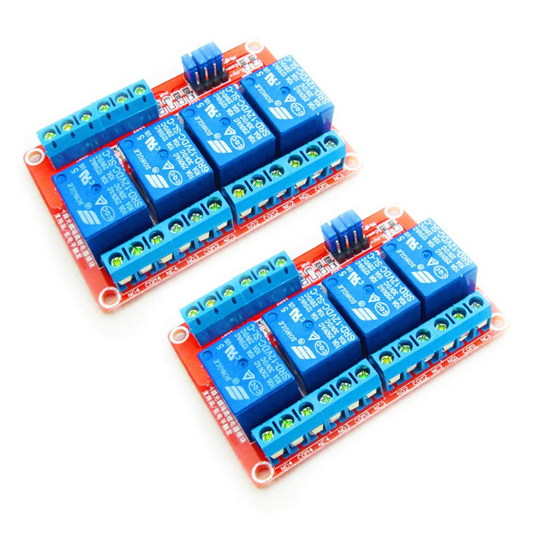 12v 4-kanal-relaismodul – 2 Stück – Opto-isolation – High/low-trigger – Automatisierung