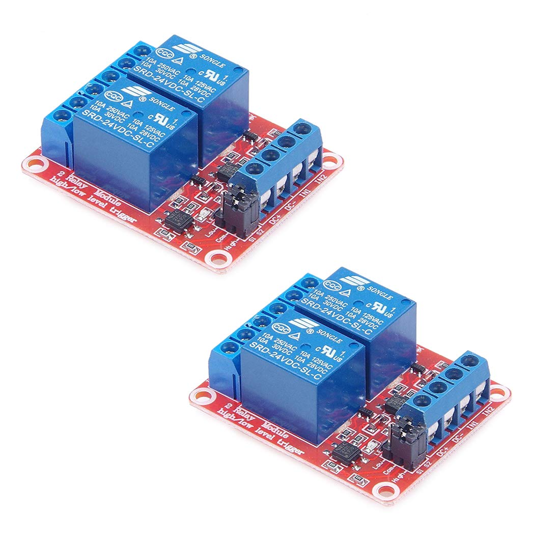 2-kanal-dc-relaismodul (24 V) – 2er-pack – Optokoppler-isolation – High/low-pegel-triggerung – Für Industrielle Automatisierung