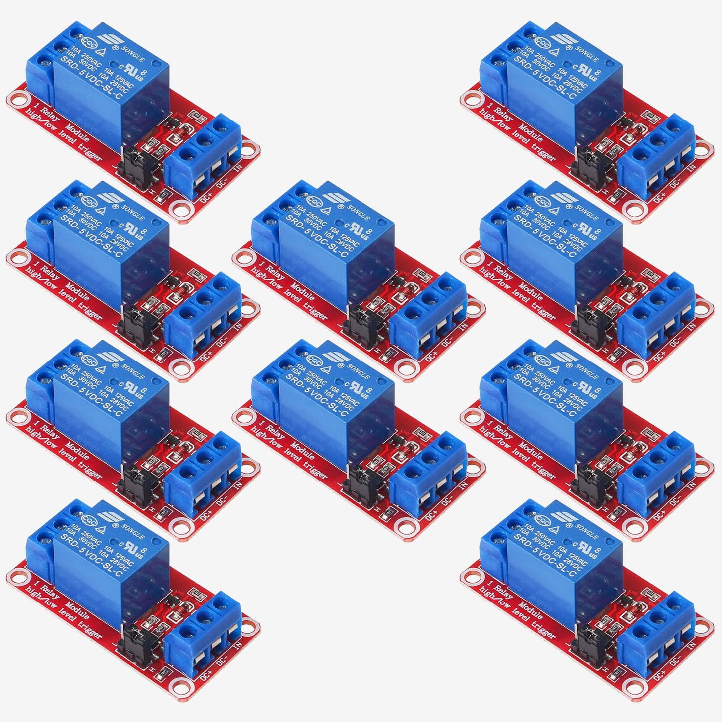 1-kanal-relaismodul – 10er-pack – 5 V – Optokoppler-isolation – Hochspannung – Für Arduino