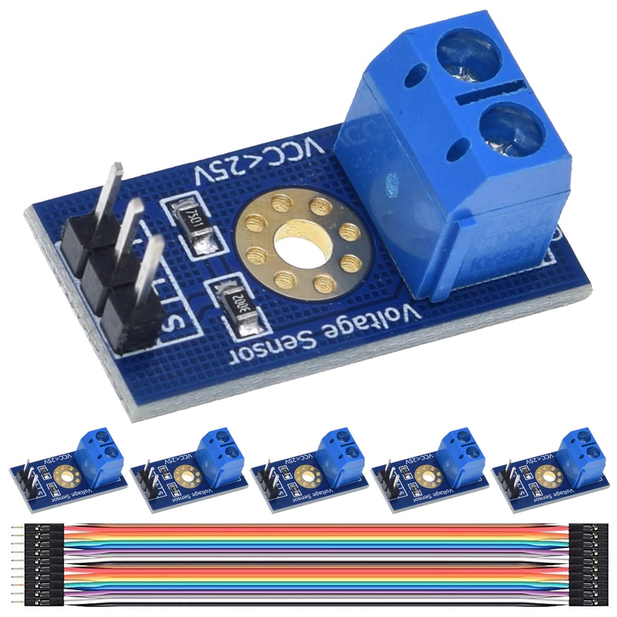 Spannungssensormodul – 6 Stück – Dc 0–25 V – Für Arduino – Mit Dupont-kabel
