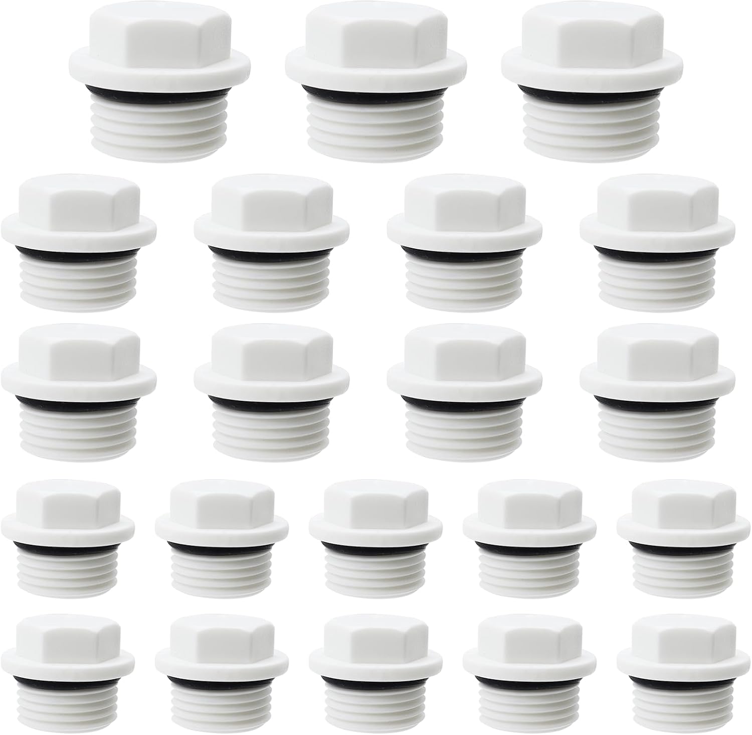 Rohrstopfen – 30 Stück – Kunststoff – Sechskantgewinde – Wasserdicht Mit Dichtung – 1/2", 3/4" Und 1