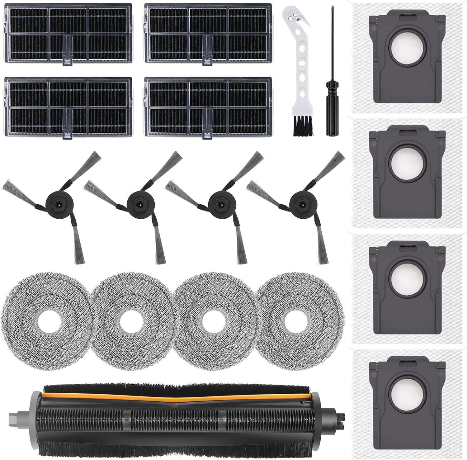 Dreame L10s Ultra Gen 3 Zubehörset – 1 Tricut-bürste, 4 Filter, 4 Seitenbürsten, 4 Wischpads, 6 Staubbeutel
