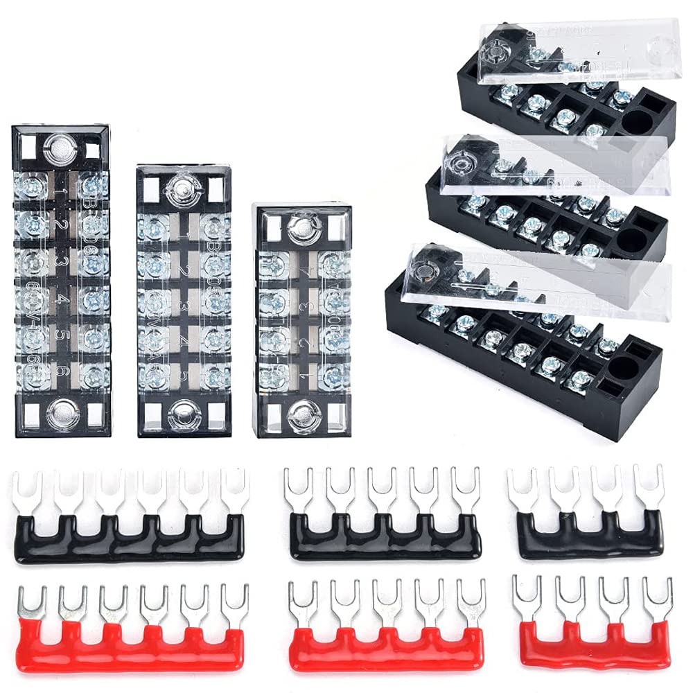Doppelreihiger Klemmenblock – 6 Sätze, 4/5/6 Positionen – 600 V, 15 A, Mit Abdeckung Und Jumpern