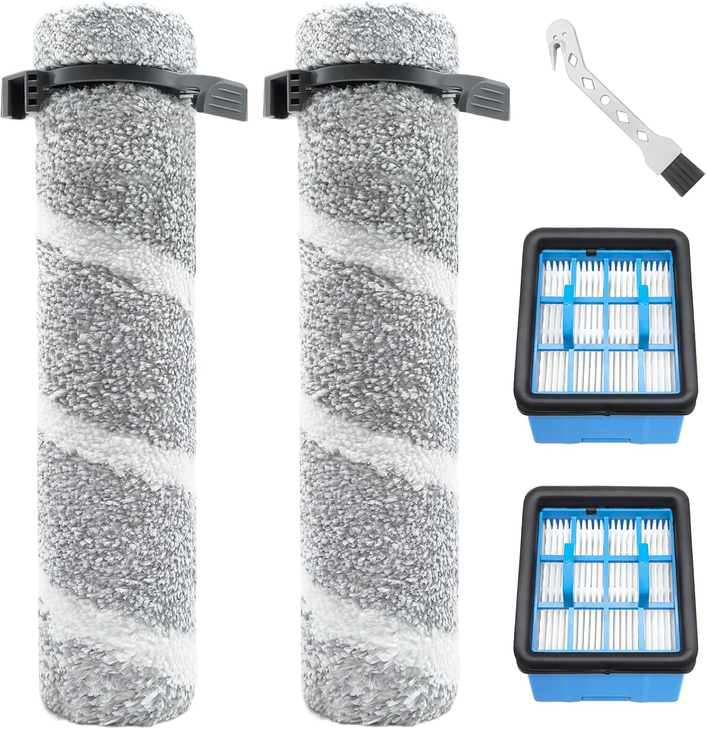Bissell Crosswave Ersatzteilset – 2 Bürstenwalzen, 2 Hepa-filter – Waschbare Mikrofaser – Hartböden