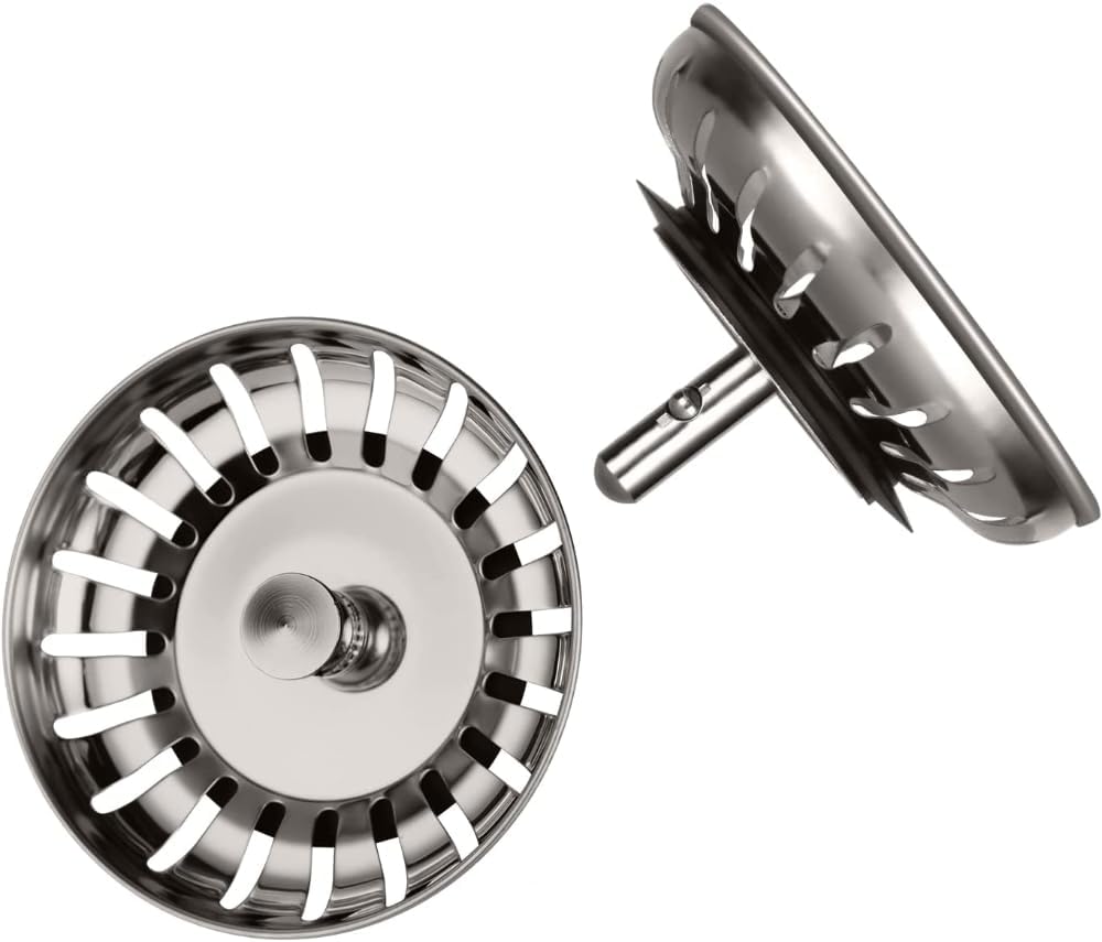 Edelstahl-spülbeckensieb – 2er-set – Edelstahl – Filter Und Stöpsel – Für Küchen- Und Badezimmerspülen – Durchmesser 83 Mm