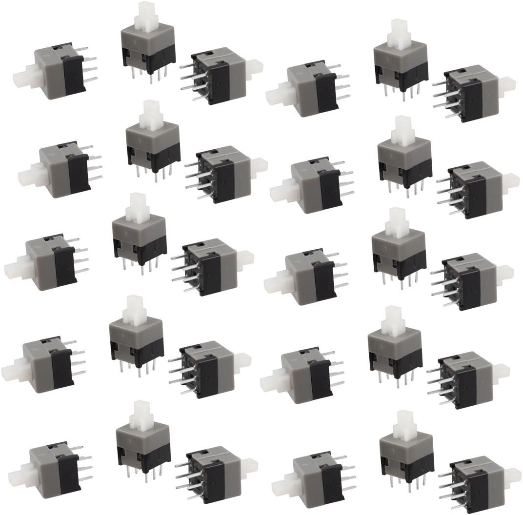 Berührungsschalter – 30 Stück – Kunststoff Und Metall – Selbstverriegelnd – Elektronik Und Haushaltsgeräte – 8,5 X 8,5 Mm