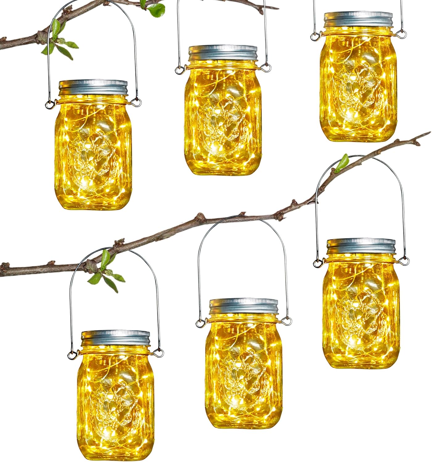 Solarlaterne – 6er-set – Glas Und Metall – 30 Leds, Schutzart Ip65 – Garten- Und Innendekoration – Warmes Licht