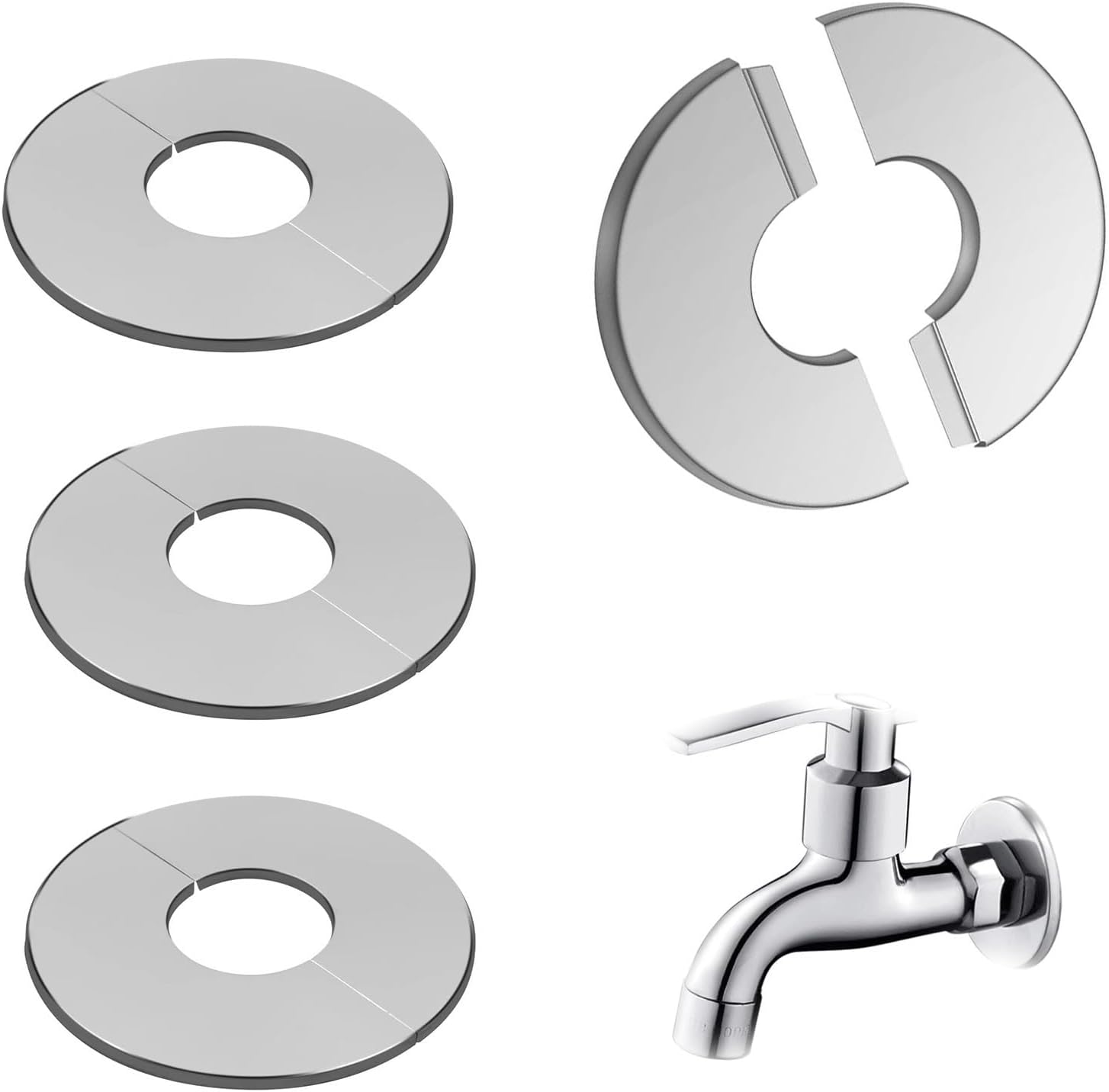 Edelstahl-rosetten – 4er-set – Durchmesser 28 Mm – Rohrabdeckung Ohne Bohren – Heizung Und Sanitär – Silberfarben