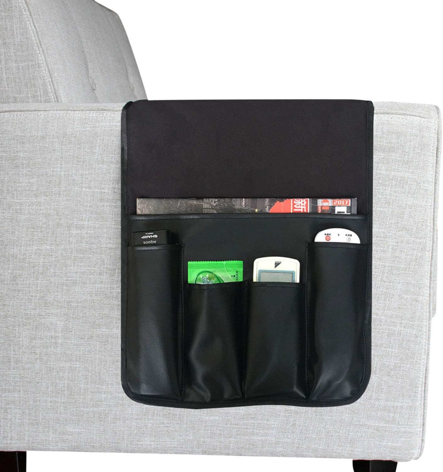 Sofa-armlehnen-organizer – 1-teilig – Wasserfestes Leder – Rutschfest – Mit Ablagefach Für Fernbedienung Und Bücher – 34 X 90 Cm