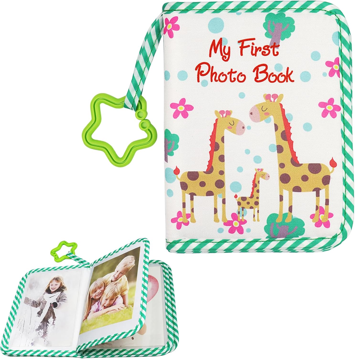 Babyfotoalbum – 17 Fächer – Weichgrüner Stoff – Staubdicht – Familienerinnerung – 10 X 15 Cm