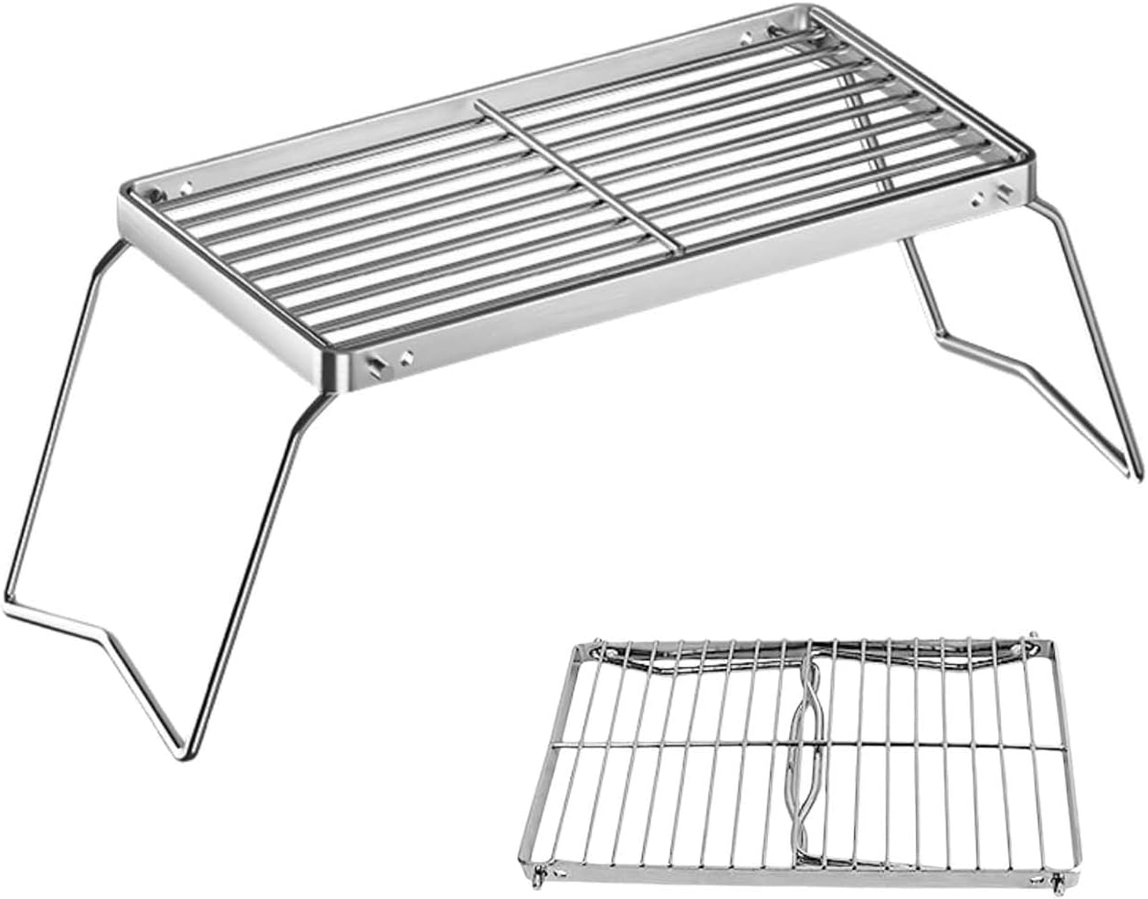 Klappbarer Grill – 1 Stück – Edelstahl – 2-fach Höhenverstellbar – Ideal Für Camping Und Picknick – 30 X 16 Cm