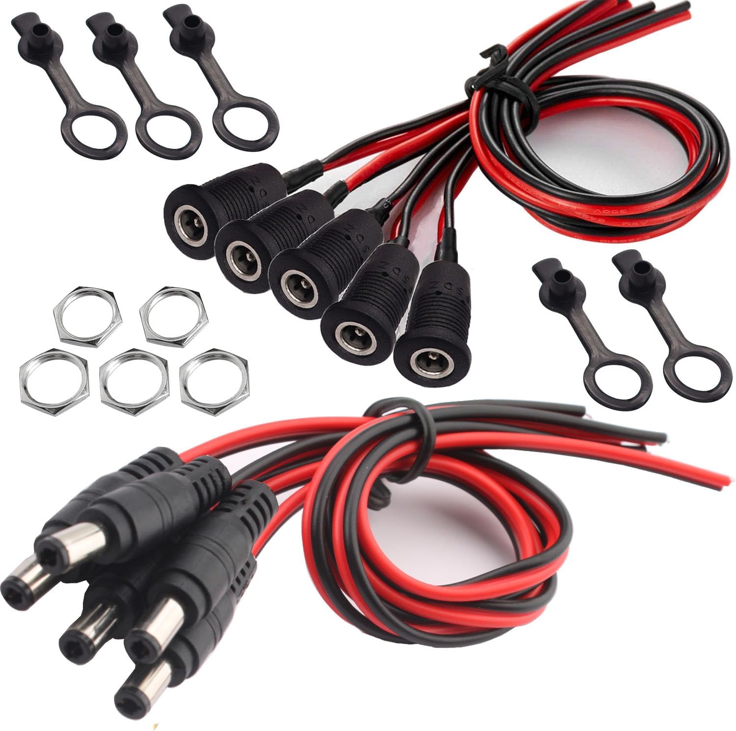 5,5 X 2,5 Mm Dc-stecker – 5 Paare – Kupfer Und Pvc – Ip68 Wasserdicht – Für Überwachungskameras – 18 Awg