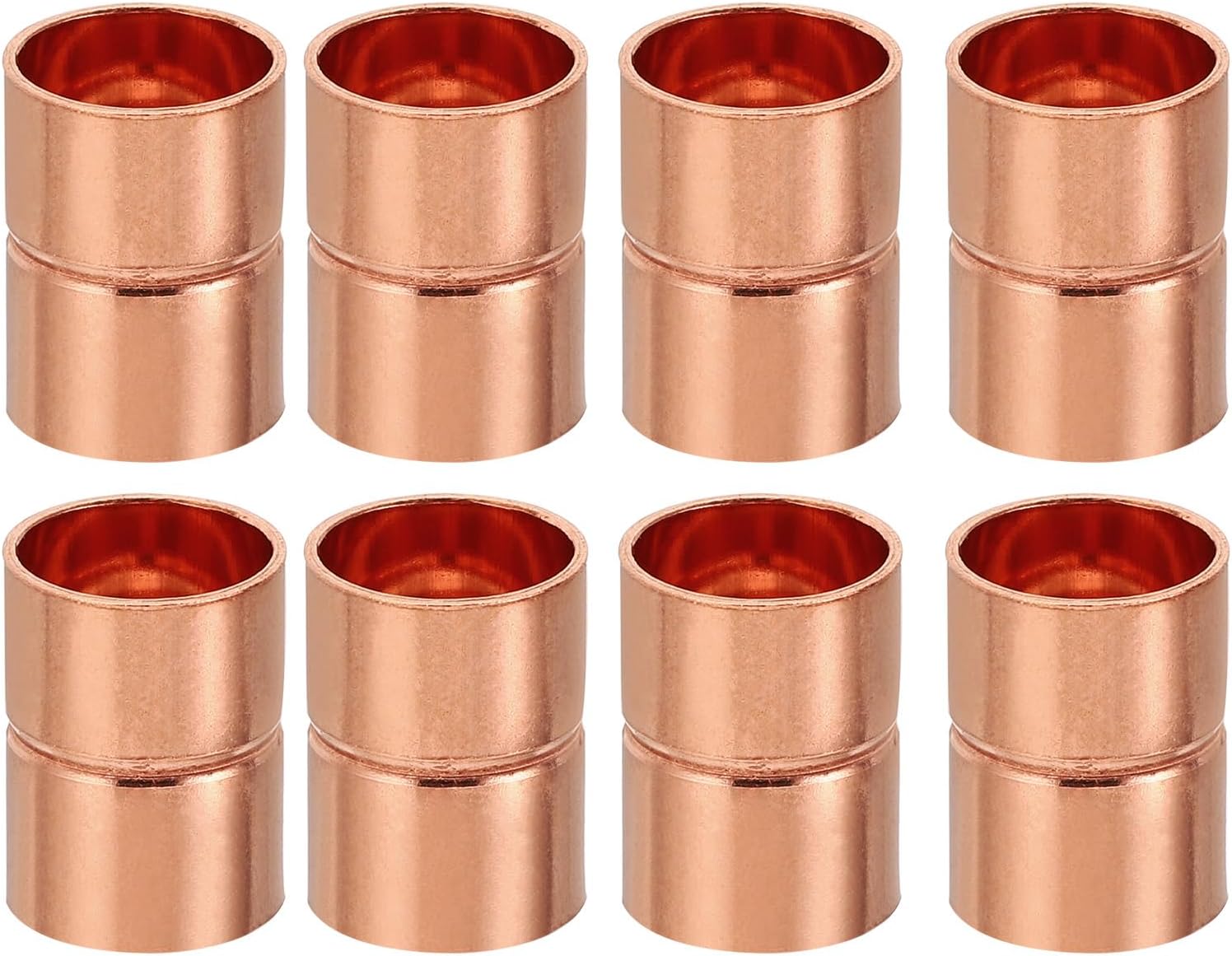 Rohrverbindungsstücke – 8 Stück – Kupfer – Gerade Lötverbindung 12 Mm – Sanitär-, Heizungs-, Lüftungs- Und Klimatechnik – 0,8 Mm Wandstärke