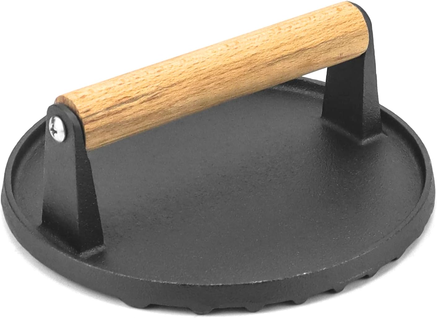 Hamburgerpresse Aus Gusseisen – 1 Stück – Holzgriff – Gesundes Kochen – Für Gas-, Induktions- Und Elektroherde – 17,5 Cm