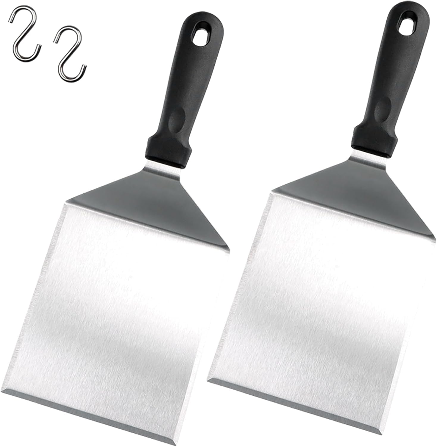 Plancha-spatel – 2er-set – Edelstahl – Scharfe, Abgeschrägte Kante – Zum Grillen Und Kochen – 15 X 13 Cm