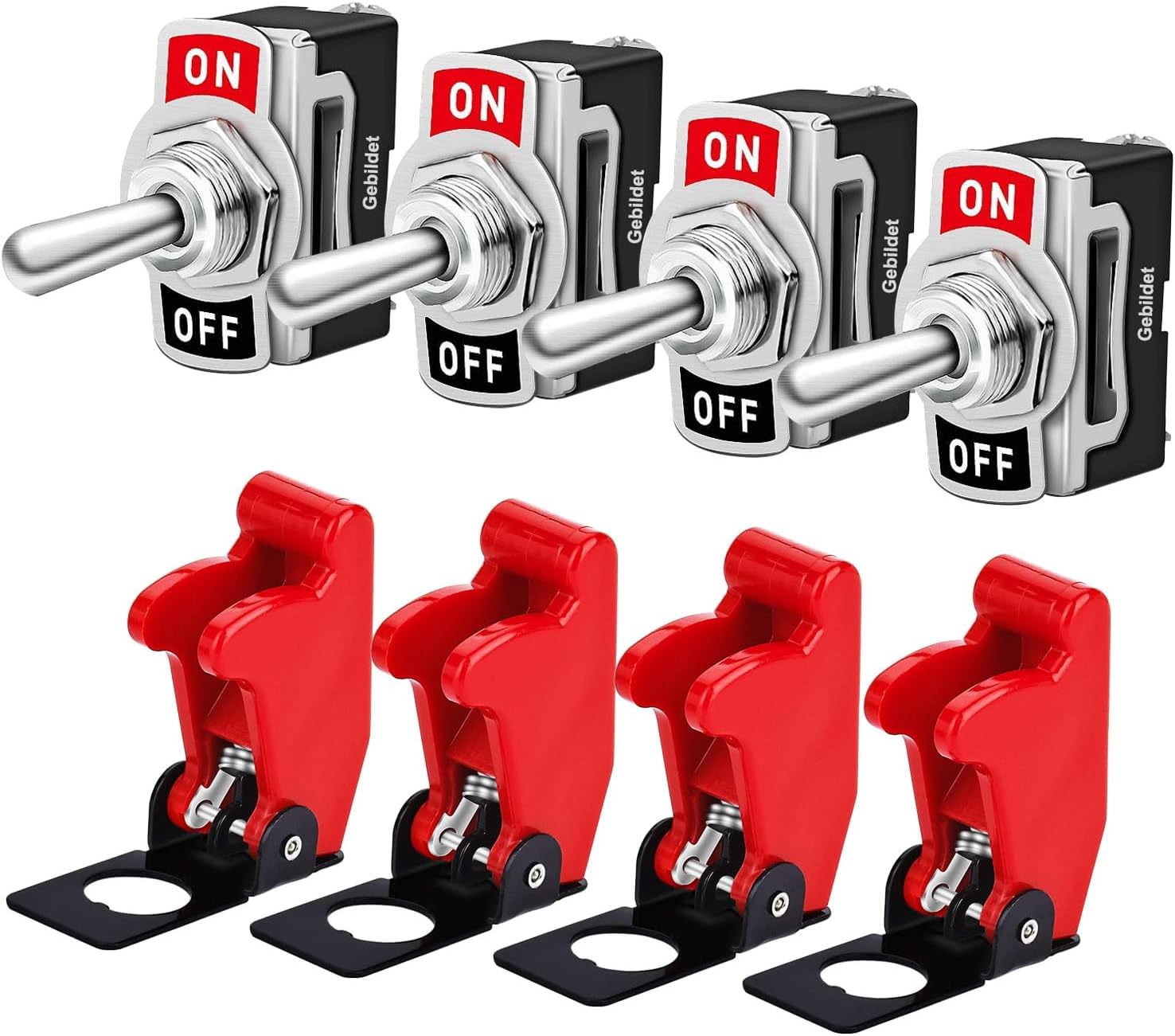 Kippschalter – 4er-pack – Metall Und Kunststoff – Spst 12 V/24 V – Für Kfz-armaturenbrett – 12 Mm