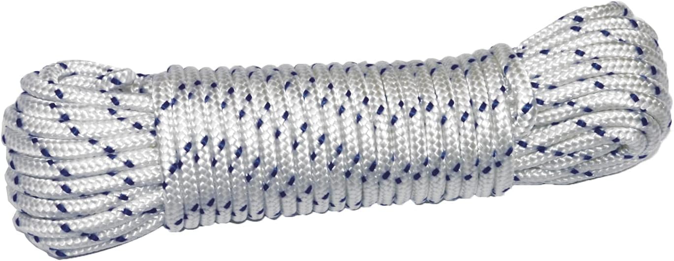 Geflochtenes Nylonseil – 10 Meter – Nylon-polyester – Abriebfest – Für Nautische Konstruktion Und Handwerk – Ø 4 Mm – Weiß/blau