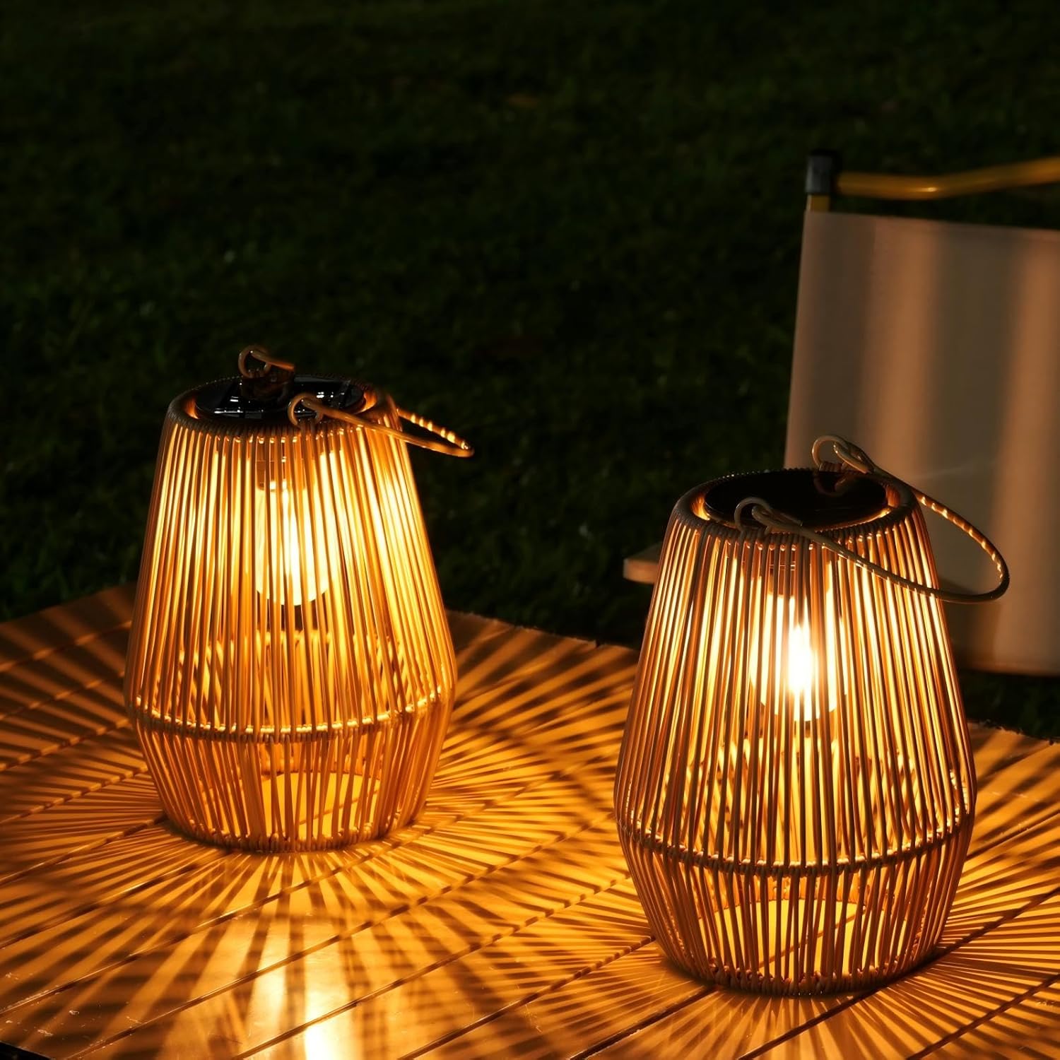 Solarlaterne – 2er-set – Gewebtes Metall – Ip65 Wasserdicht – Garten, Terrasse, Weihnachten, Halloween – Zum Aufhängen