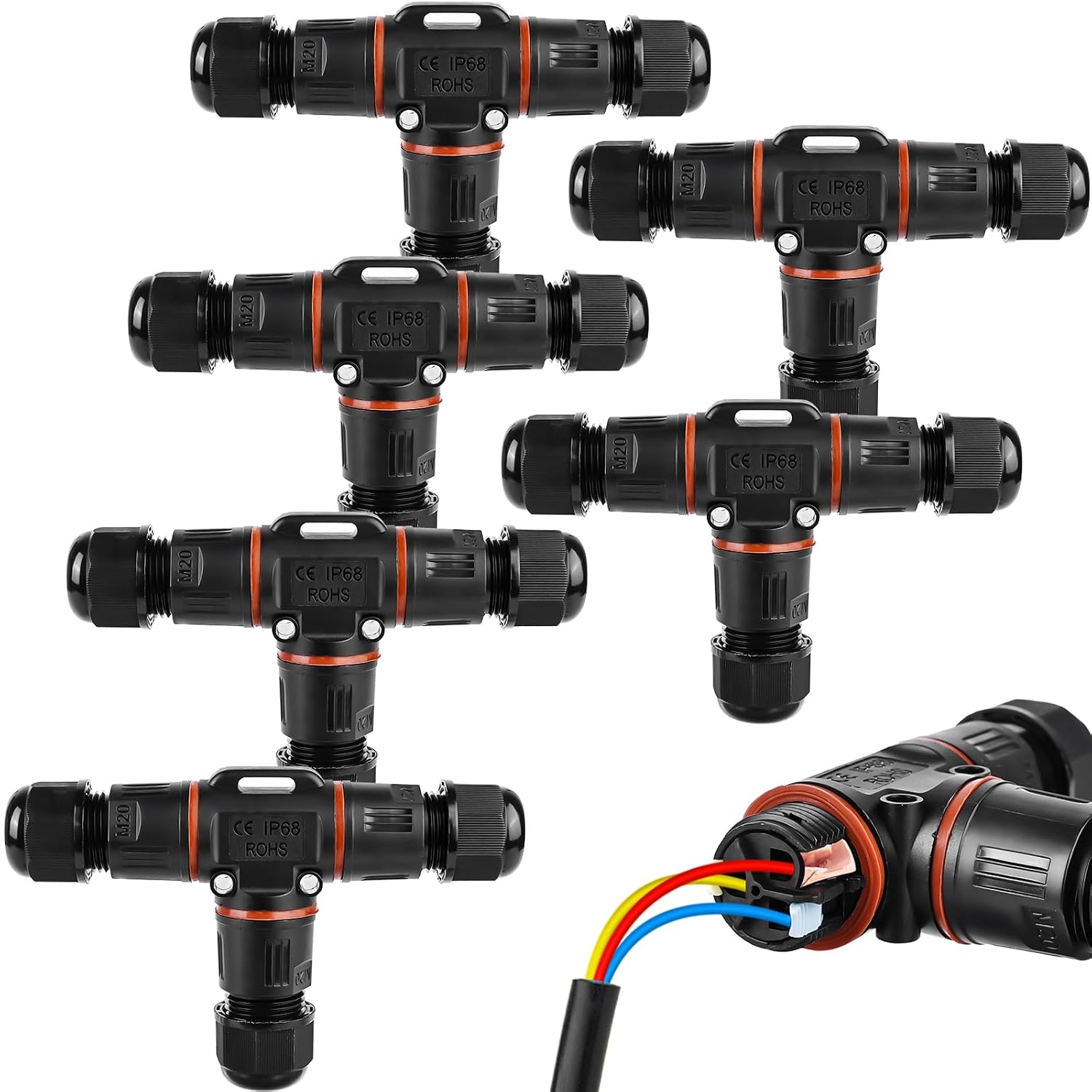 Ip68 Wasserdichtes T-verbinderkabel – 3er-pack – Für 3–12 Mm Kabel – 450 V – Für Den Außenbereich