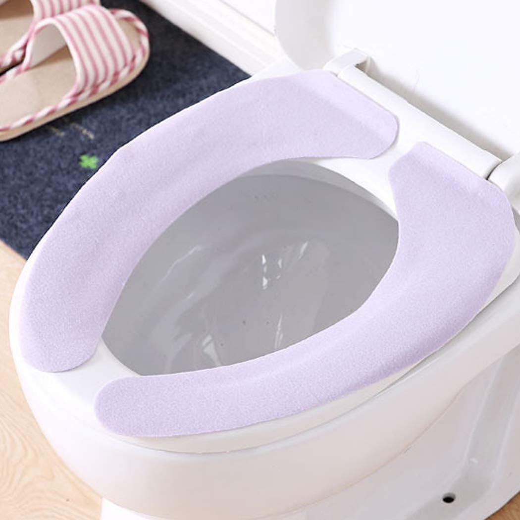 Wc-sitzbezug – 3er-set – Weicher Plüsch – Rückstandsfreie Haftung – Universelle Ovale Form – Lila