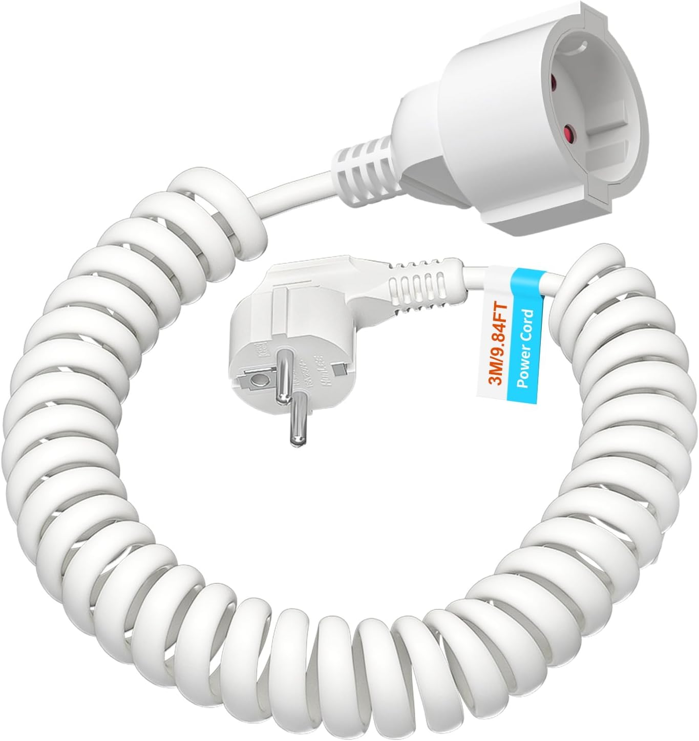 3 M Spiralverlängerungskabel – Schuko-stecker Ip20 – 16 A 230 V – Verlängerbares Kabel – Für Den Innenbereich