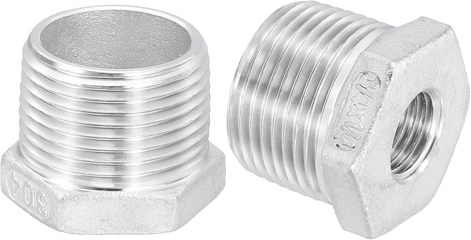 1 Stück 3/4"-außengewinde Auf 1/4"-innengewinde Npt 304 Reduzier-sechskant-anschlussstück, Reduzier-rohrverbindungsadapter Für Industrielle Systeme, Öl/gas, Wasser, Hlk