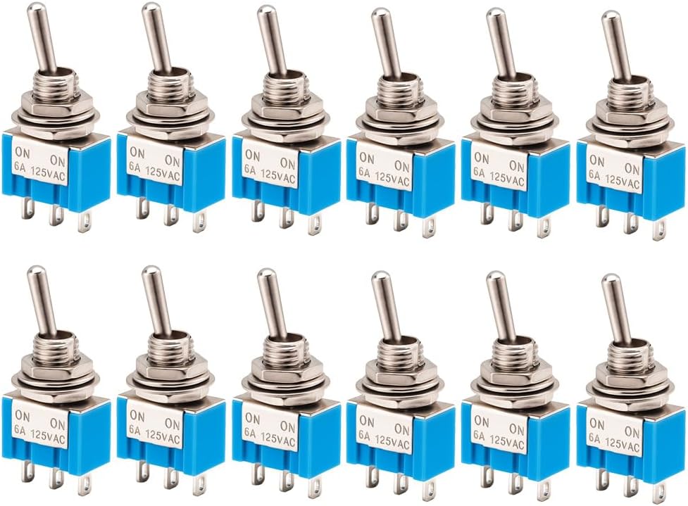 Packung Mit 12 Mini-spdt-3-pin-6a-125v-kippschaltern Für Die Einbaumontage Für Elektronikprojekte Und Armaturenbretter