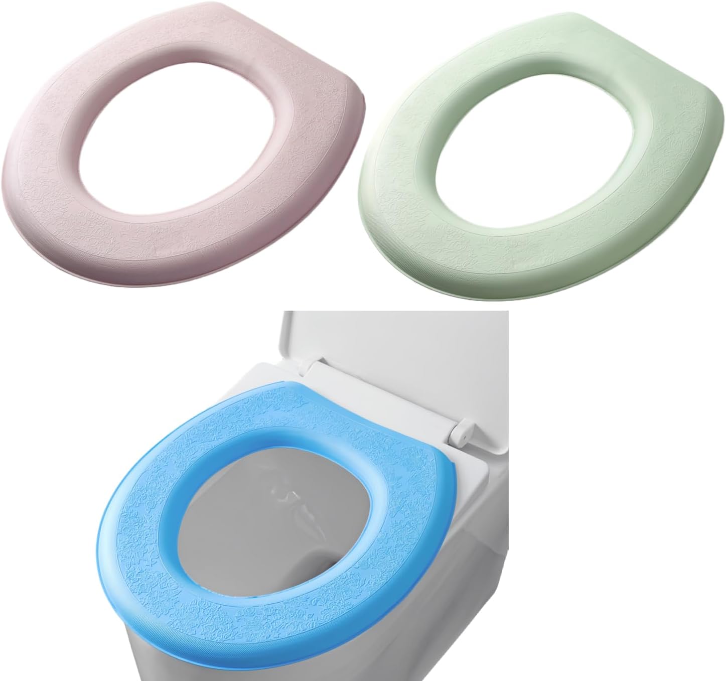 3er-set Wc-sitzbezüge – 3er-pack – Weicher, Gepolsterter Stoff – Wärmekomfort Und Waschbar – Für Zuhause Und Unterwegs – O-form, Mehrfarbig
