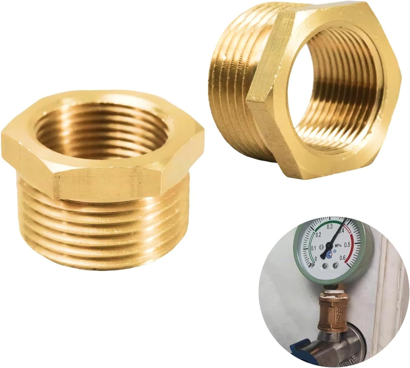 2 Stück Messing-reduzierstück 1 Auf 3/4 Zoll Adapter (ag Ø 33 Mm X Ig Ø 22 Mm), Ag/ig Reduzierstück, Nippel Mit Außen- Auf Innengewinde, Rohrverschraubung Für Wasserleitungen