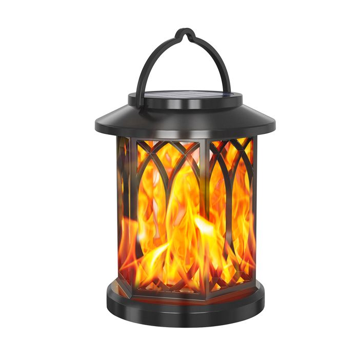 Solarlampe Mit Flammeneffekt, Led, Ip65 Wasserdicht, Monokristallines Panel, Garten, Terrasse