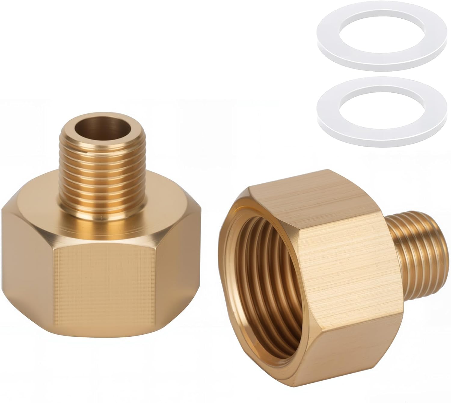Set Mit 2 Reduzieradaptern Aus Messing (ag/ig): 1/8"-außengewinde Auf 3/8"-innengewinde 3/8"-innengewinde Auf 1/8"-außengewinde Robuster Schlauchanschluss Mit Gummidichtung