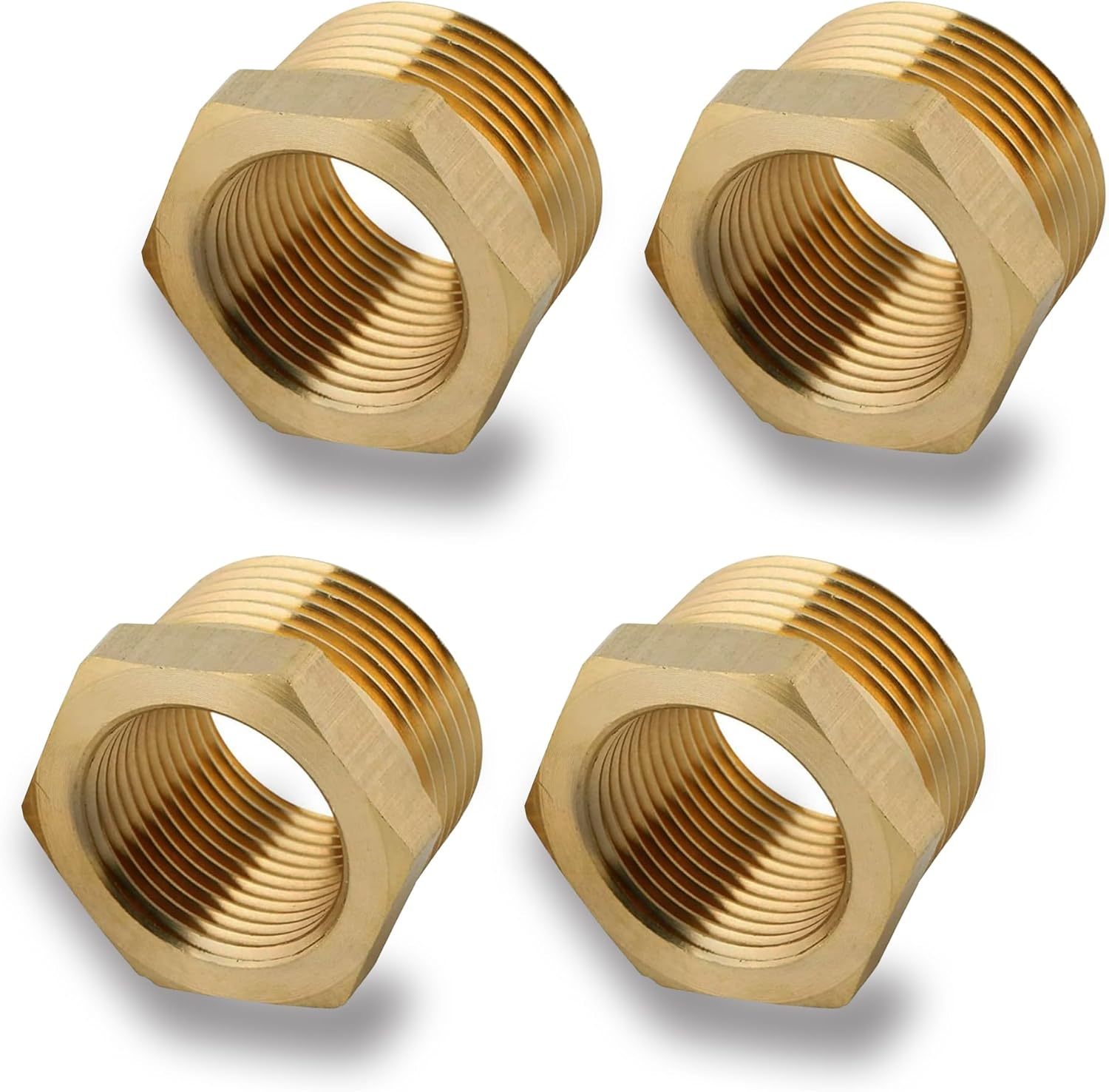 Satz Mit 4 Reduzieradaptern Aus Messing 1" Auf 3/4" (ag Ø 32,5 Mm X Ig Ø 25 Mm), Ag/ig-reduzierung, Außengewinde Auf Innengewinde, Gewindeanschluss Für Wasserleitungen (1" Auf 3/4")