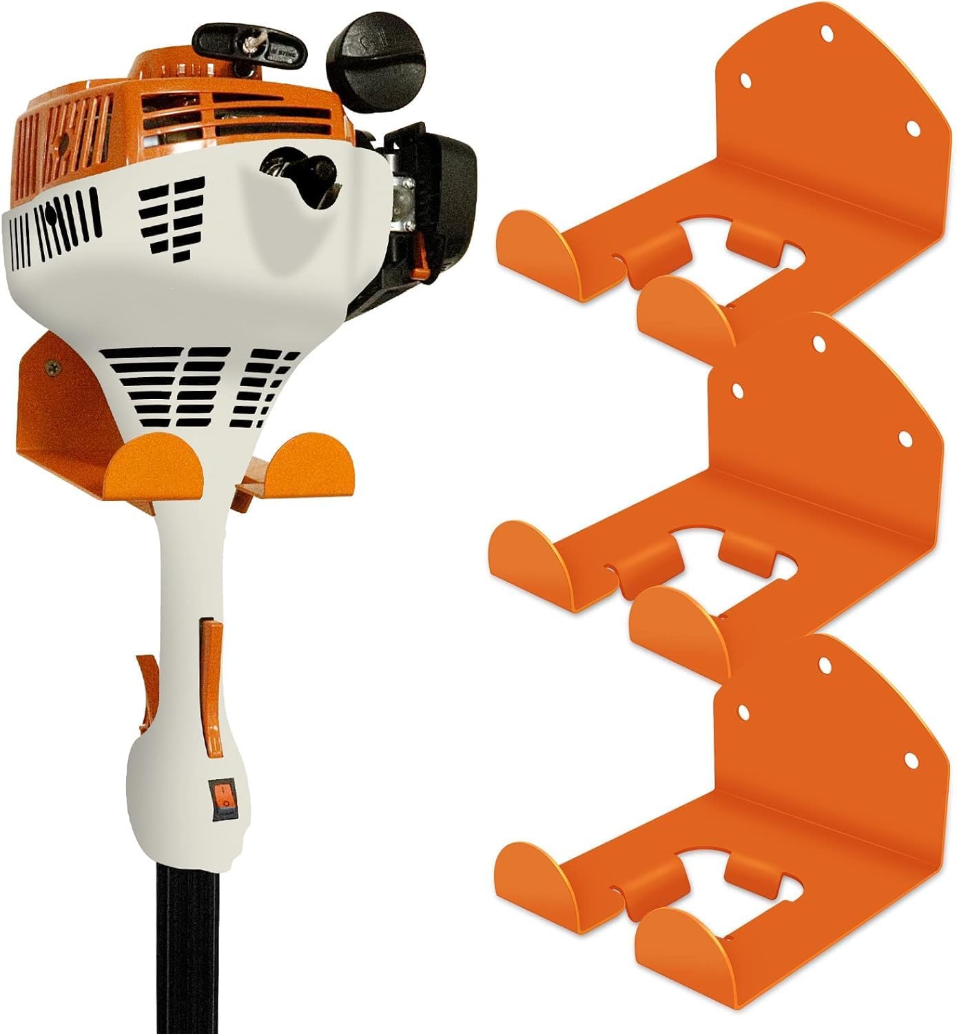 Flexi Rods Set Mit 3 Aufbewahrungshalterungen Für Gartengeräte Wie Freischneider, Heckenschere, Garagenwand, Rasenkantenschneider Und Andere Gartengeräte