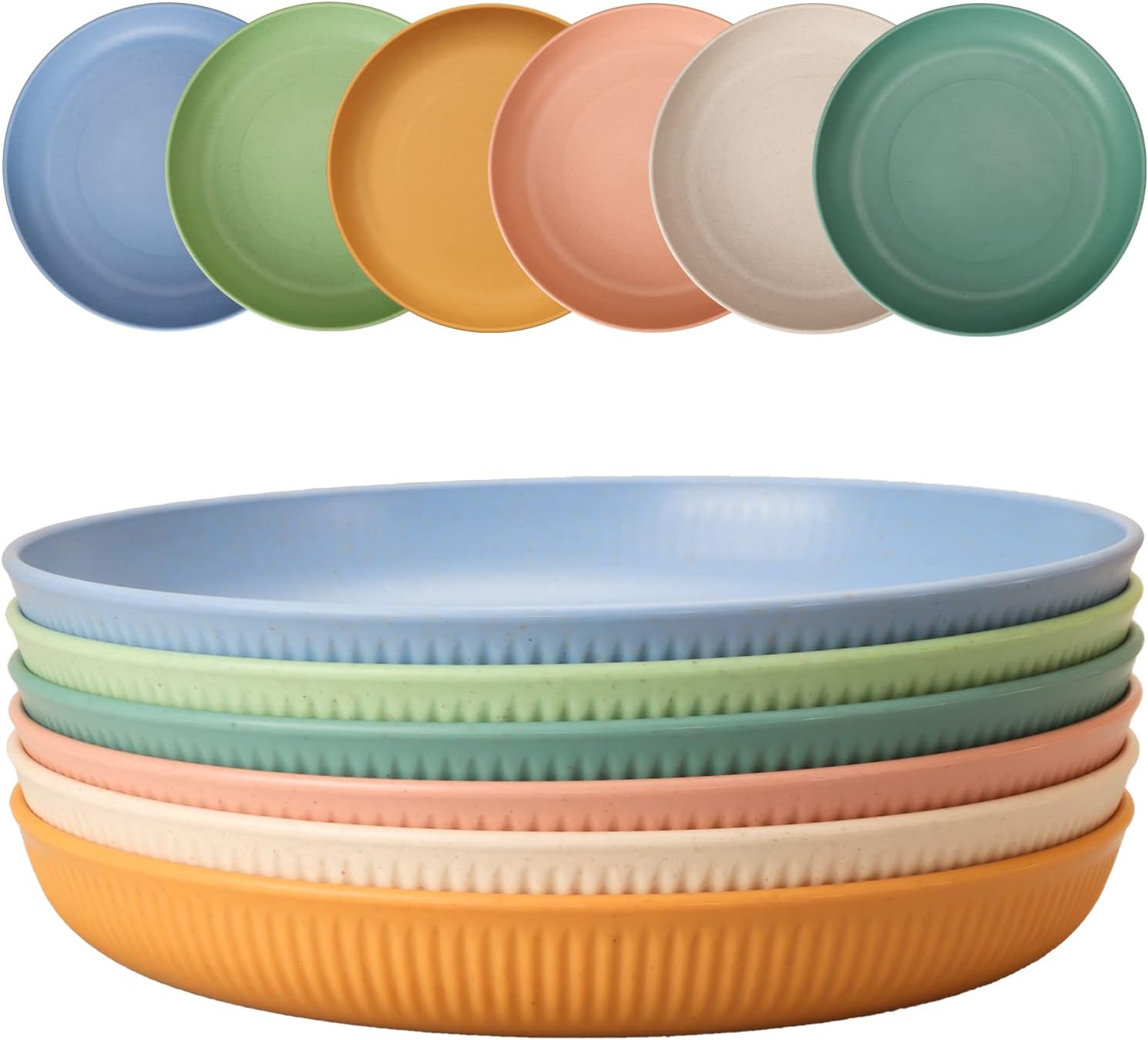 Set Mit 6 Bruchsicheren Tellern, Tiefe Kunststoffteller (22,5 Cm/9 Zoll), Ideal Für Camping, Salat, Pasta, Partys, Zuhause, Büro, Mikrowellen- Und Spülmaschinenfest