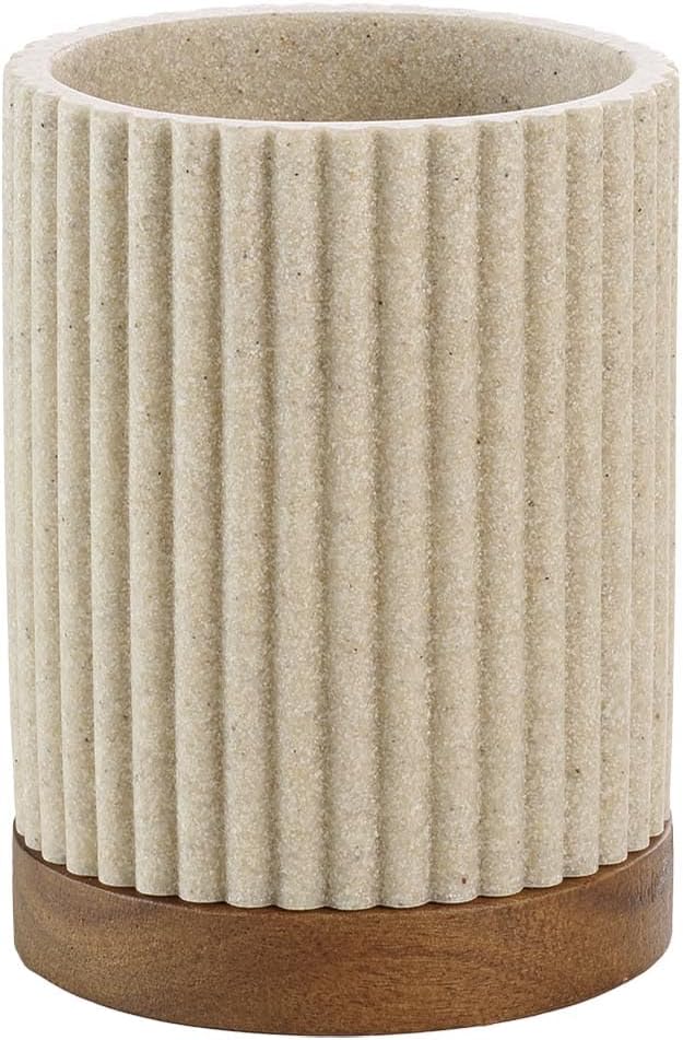 Badewannenschale – 1-teilig – Polyresin Und Akazie – Elegantes, Wasserfestes Design – Für Moderne Badezimmer – Natur 8 X 10,8 Cm