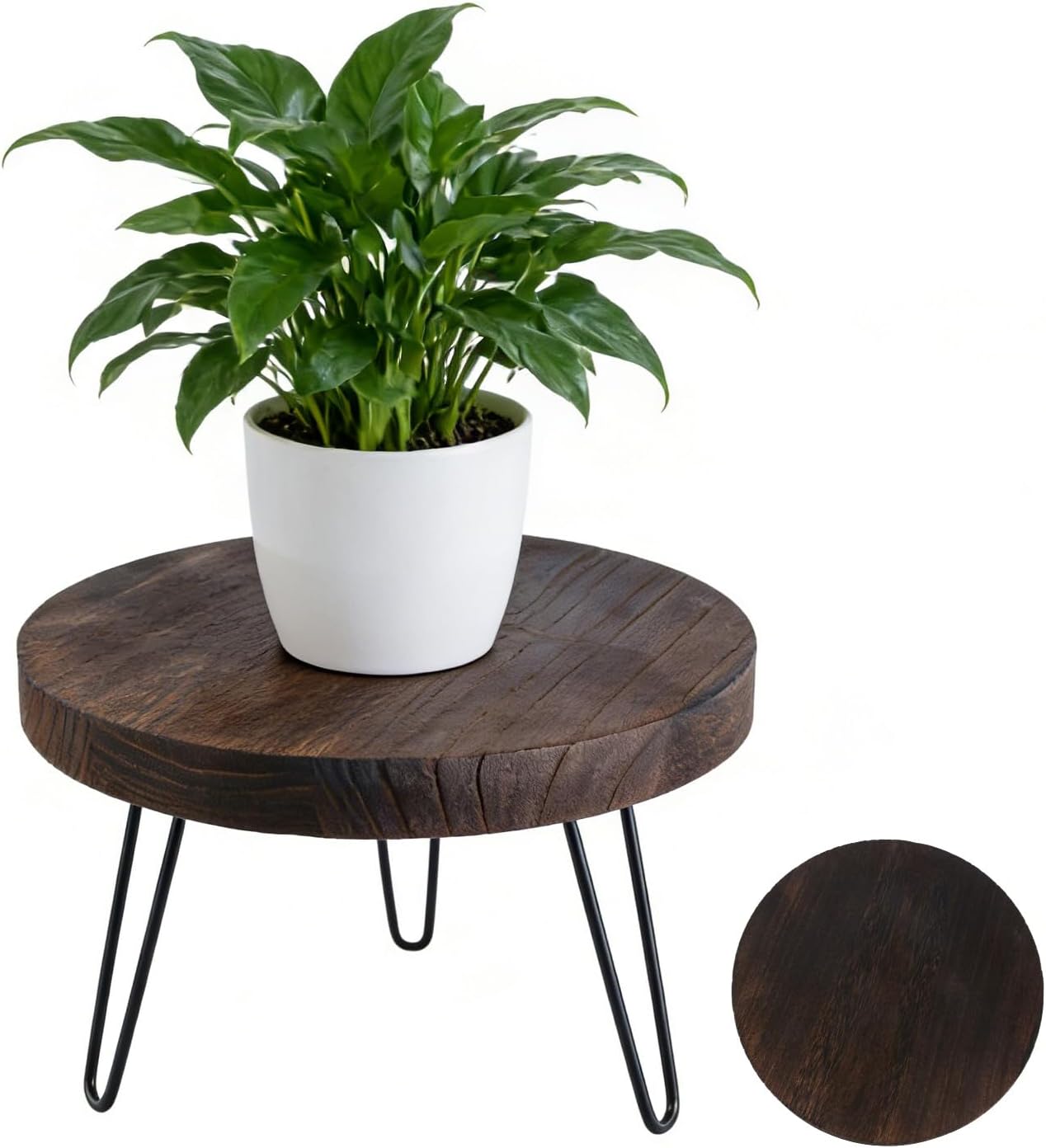 Pflanzenständer – 1 Stück – Akazienholz Und Metall – Stabiler Ständer Für 12,5–38 Cm Große Töpfe – Für Drinnen Und Draußen, Wohnzimmer/terrasse – 30 Cm, Natur