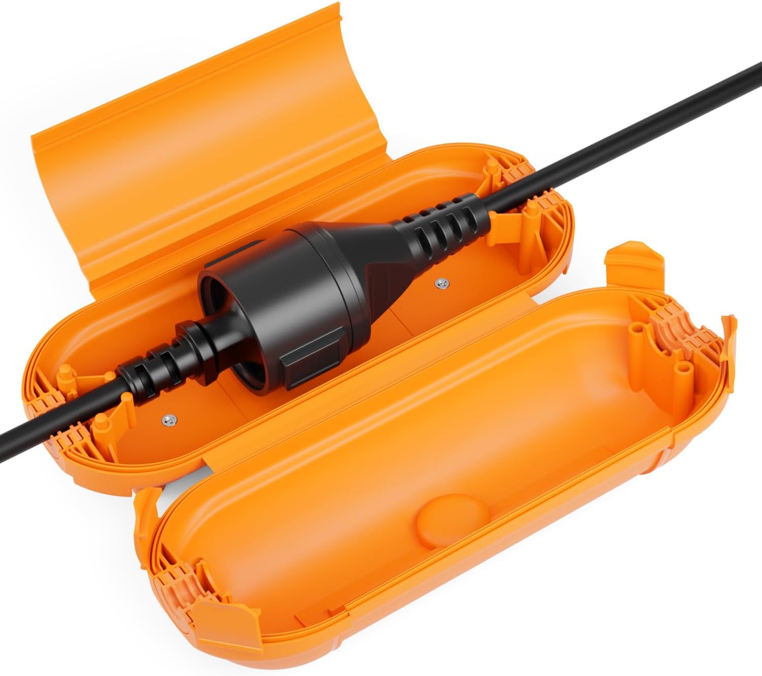 Schutzgehäuse Ip44 Für Verlängerungskabel – 1 Stück – Uv-beständiger Kunststoff – Wasserdicht Und Spritzwassergeschützt – Für Garten, Baustelle Und Außenbereich – Orange