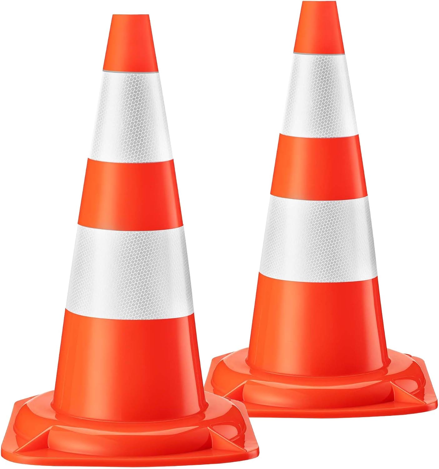Verkehrskegel – 2er-pack – Robustes Pvc – Gut Sichtbare Reflektorstreifen – Für Baustellen Und Den Straßenverkehr – 50 Cm, Orange