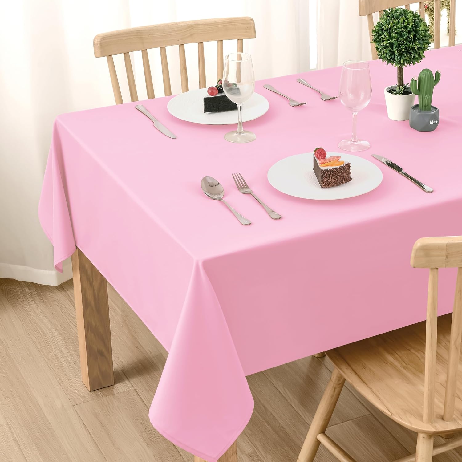 Rechteckige Tischdecke – 1 Stück – Polyester – Wasser- Und Schmutzabweisend – Für Garten Und Innenbereich – Rosa, 140 X 200 Cm