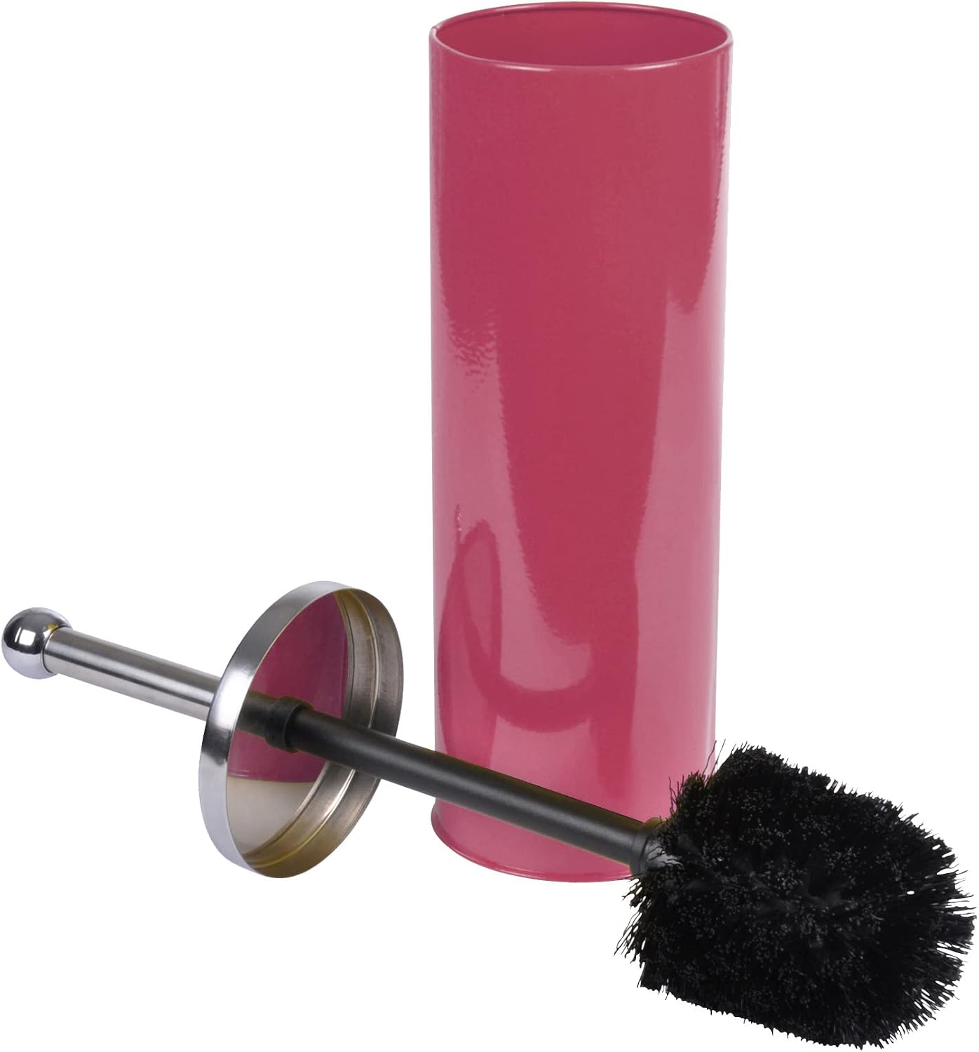 Wc-bürste Aus Metall – 1 Stück – Edelstahl, Himbeerfarben – Hygienische Reinigung – Modernes Badezimmer – 9,5 X 37 Cm