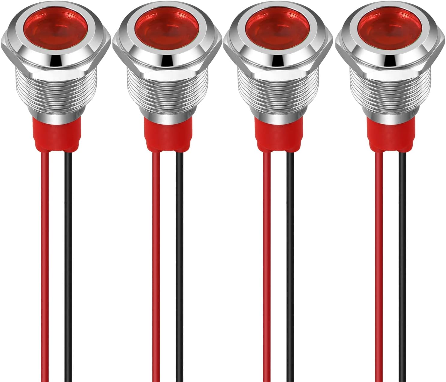 12-mm-led-kontrollleuchte – 4 Stück – Edelstahl – Ip65 Wasserdicht – 12–24 V – Rot