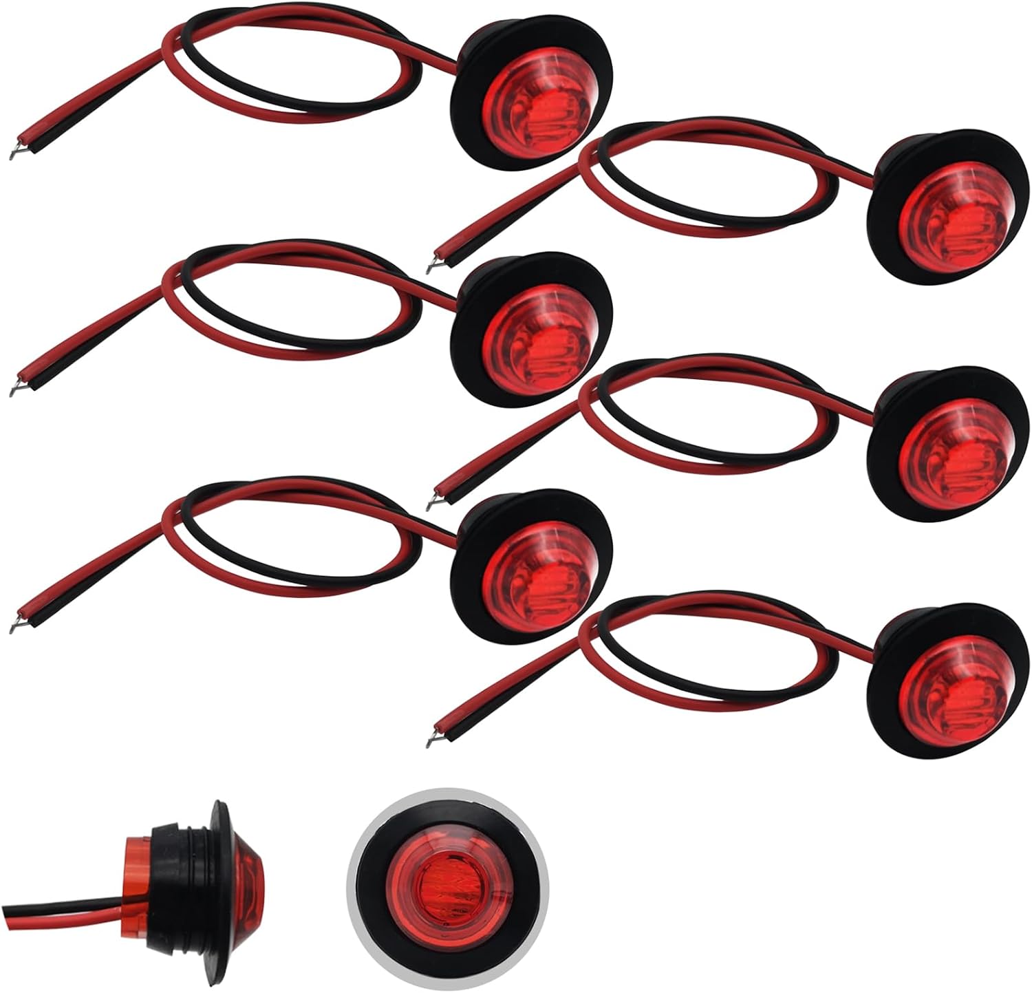 Led-positionsleuchten – 6 Stück – Polycarbonat – Ip67 Wasserdicht – Für Lkw, Anhänger, Boot – Rot, 18 Mm
