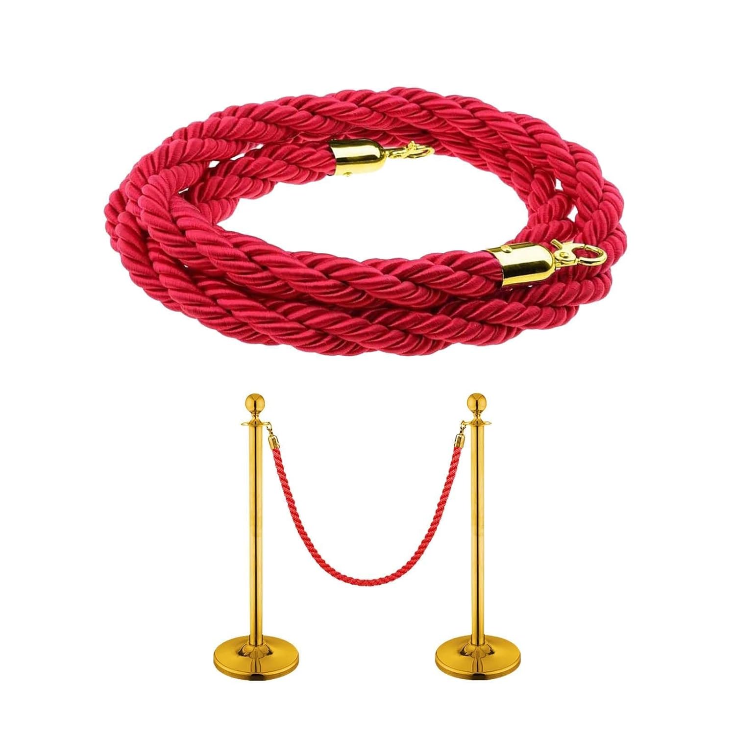 Rotes Absperrseil – 1 Stück – Nylon Und Titan – Warteschlangenmanagement – Supermärkte Und Flughäfen – 1,5 M X 29 Mm